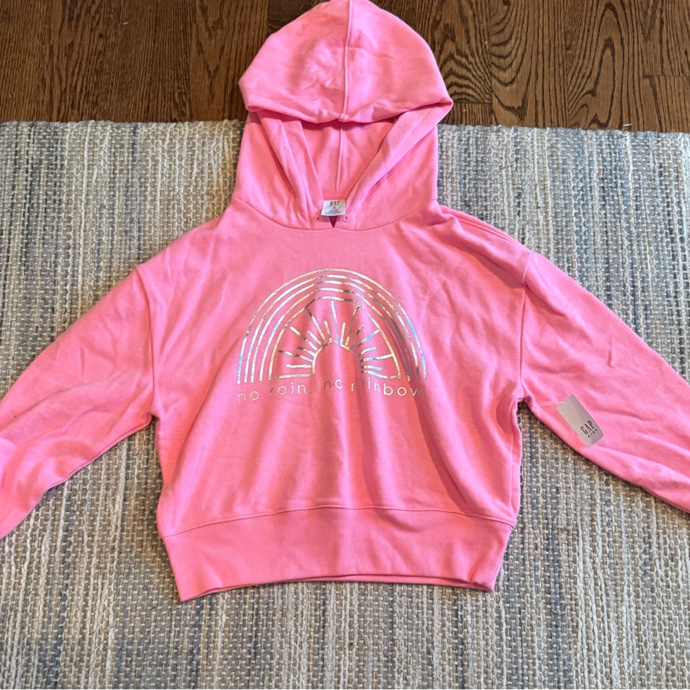 GAP Pink Hoodie with Rainbow Graphic